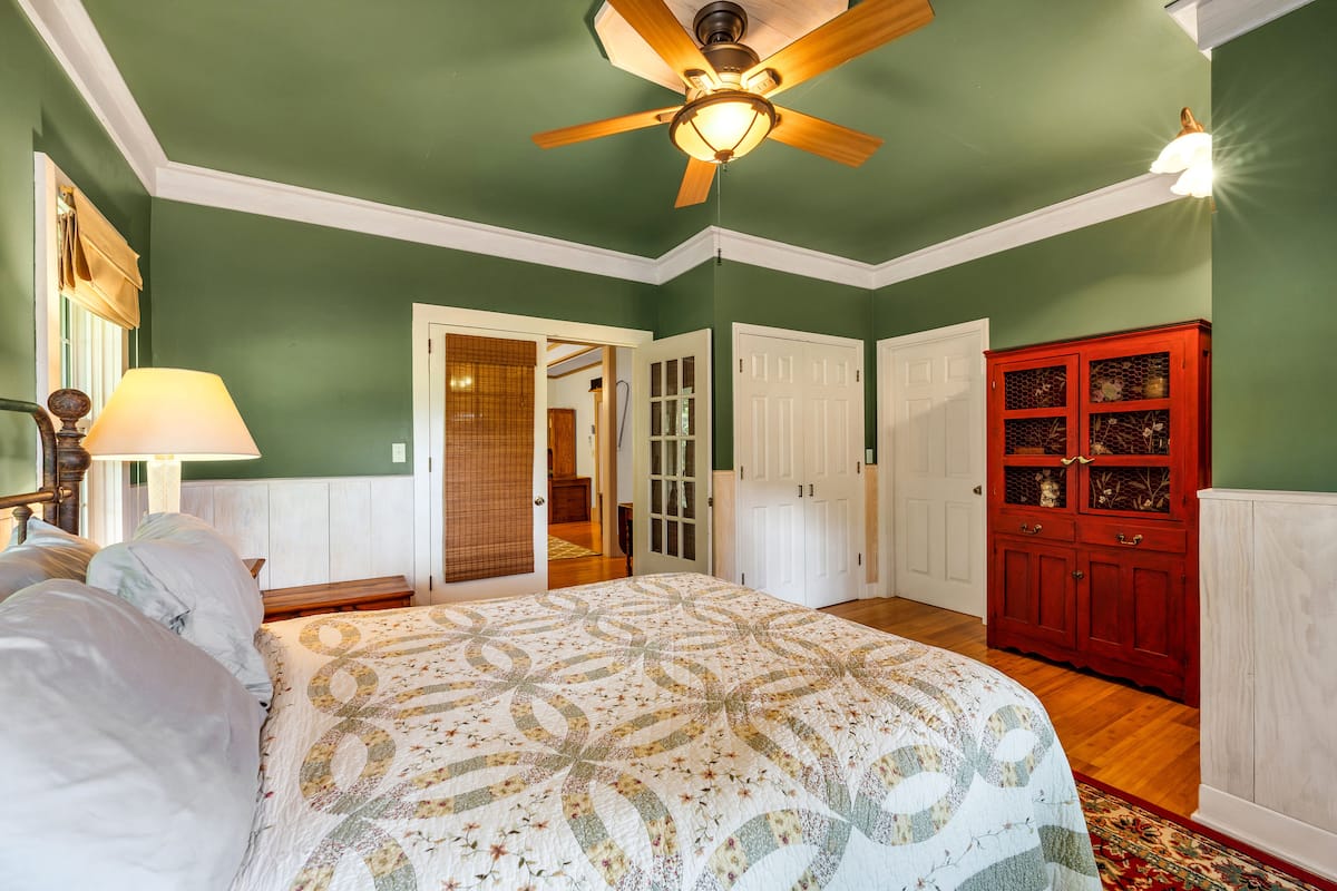 Master bedroom with vaulted ceiling