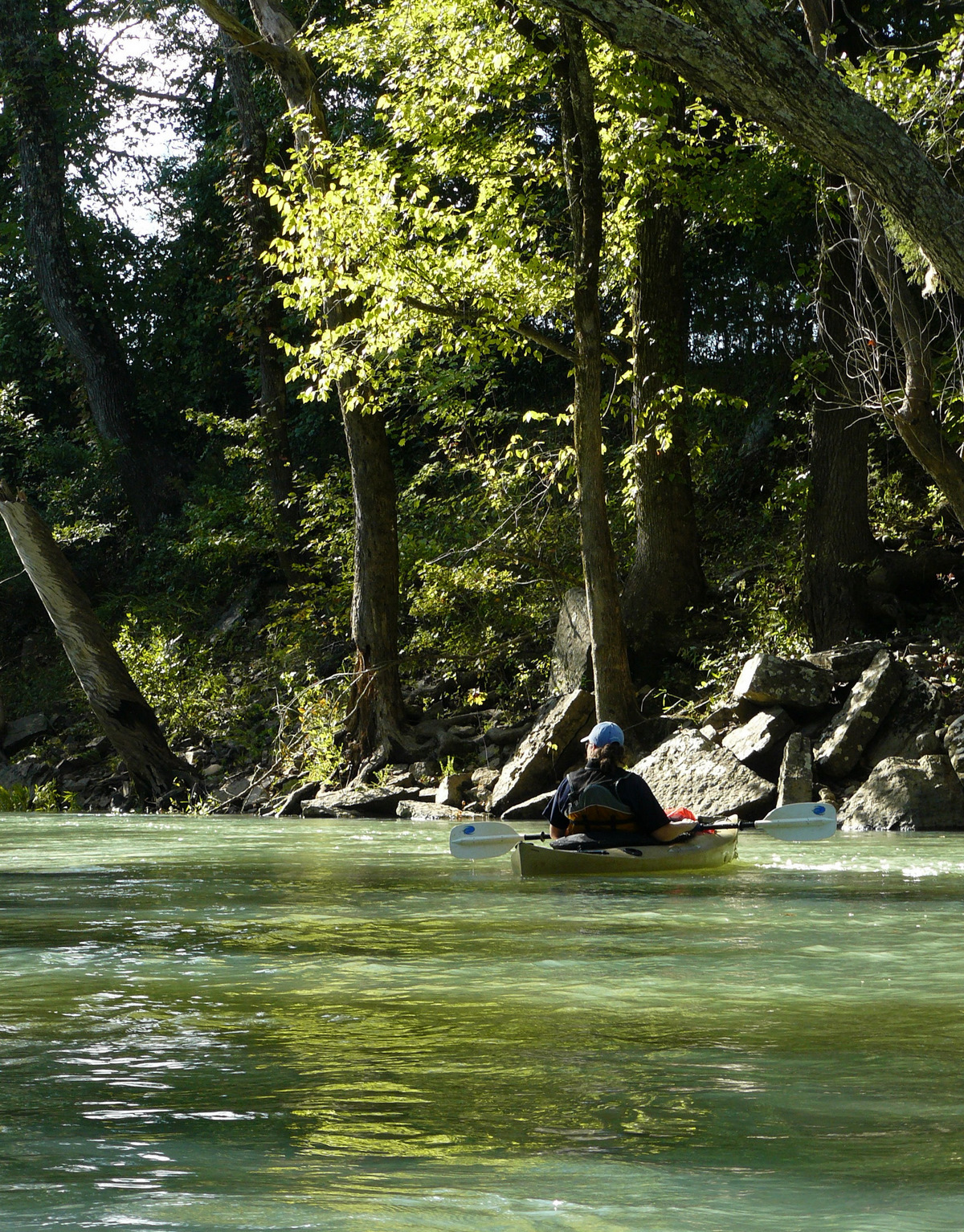 Kayaking on the Mulberry River near Ozark, Arkansas
